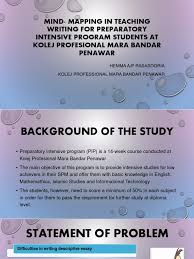 Research methodology a total of 30 students from kolej profesional mara was randomly selected using a set of questionnaire in likert scale. Mind Mapping In Teaching Writing For Preparatory Intensive Program Students At Kolej Profesional Mara Bandar Penawar Vocabulary Essays
