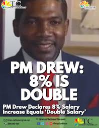 PM Drew Declares 8% Salary Increase Equals 'Double Salary'  ========================= November 18, 2024 Prime Minister of St. Kitts and  Nevis, Dr. Terrance Drew, has confirmed that the 8% salary increase  implemented in