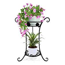 Beautiful iron art design, high temperature electrostatic spray paint,makes a fresh and wonderful decor for your garden. Buy 2 Tier Metal Plant Stand Plant Stands For Indoor Plants Tall 25 6 Inch Outdoor Indoor Plant Stand Modern Design Flower Pot Stand Black Plant Shelf Online In Indonesia B0912lsysf
