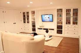 Living room storage system cabinets display cabinets sideboards & buffets storage cabinets. Wall Of Built Ins Out Of Ikea Hemnes Cabinets Ikea Built In Ikea Hemnes Cabinet Basement Makeover