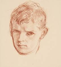 William Dring R.A. (1904-1990) Self portrait. Red chalk. 5&quot;x 5&quot;. Circa 1925. Provenance: The artist&#39;s estate. - 22-dring-13110