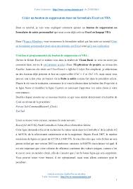 Création d'un formulaire de saisie excel personnalisé : Creer Un Bouton De Suppression Dans Un Formulaire Excel En Vba