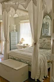 .shabby chic bedroom decor, shabby sheek bedroom, country chic bedroom, chic bedroom with quatrefoil chandelier, grasscloth wallpaper, wood and chrome nightstand, and blue and white bedding. 30 Cool Shabby Chic Bedroom Decorating Ideas For Creative Juice