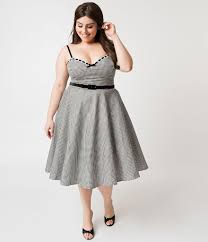 Black And White Gingham Dress Plus Size Micheline Pitt For Unique Vintage Plus Size 1950s Style Black White Gingham Belle Swing Dress 1950s Fashion Unique Dresses Fashion