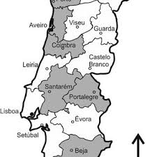 Write the 18 districts and the 2 autonomous regions of portugal. Mapa Geografico Representando Os Distritos De Portugal Os Distritos Download Scientific Diagram