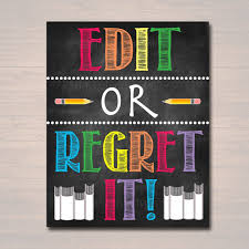 Funny English Poster Edit Or Regret It Grammar Punctuation Classroom Printable College High School Lit Teacher Professor English Posters English Classroom Decor Middle School English Classroom