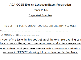 Aqa gcse english language paper 2 question 5: Aqa Gcse English Language Paper 2 Booklets Repeated Practise Teaching Resources