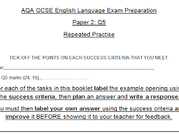 Aqa Gcse English Language Paper 2 Booklets Repeated Practise Teaching Resources