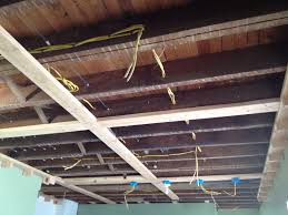 2x6 Crossbeams Nailed Directly To Ceiling Joists Country Chic Kitchen Coffered Ceiling Barn Wood