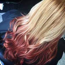Red Ombre Blonde Hair Ombre Hair Blonde Red Hair Tips Blonde Hair With Red Tips