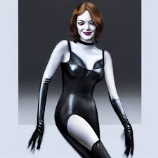 Full-body portrait of Emma Stone as catwoman, trending on Artstation,  realistic studio lighting, realistic shadows,