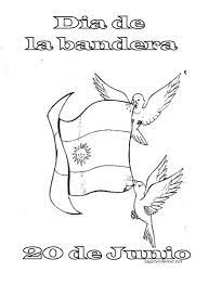 La bandera argentina lleva los colores celeste y blanco en su paño que flammea glorioso en lo alto del mástil, símbolo que en argentina luce orgulloso en edificios estatales la fecha de celebración del 20 de junio como día de la bandera es en honor al fallecimiento de su creador. Colorear Belgrano Dia De La Bandera Argentina Jugar Y Colorear