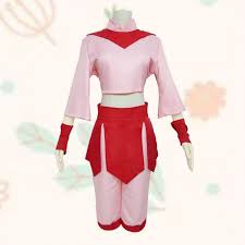 She is wearing a light pink hoodie and a hot pink skirt with a black belt. Avatar The Last Airbender Ty Lee Cosplay Costume Costume Party World