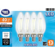 3 way bulbs in house lamps have 3. Great Value Led Light Bulb 3 5 Watts 40w Eqv B10 Deco Lamp E12 Base Non Dimmable Daylight 4 Pack Walmart Com Walmart Com