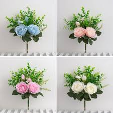 Collage of green foliage wedding bouquets. High Quality Flower 9 Head Flowers Rose Roses Wedding Artificial Decoration Flowers Bouquet Champagne White Purple Red Colour Buy At The Price Of 5 39 In Aliexpress Com Imall Com