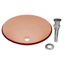 red tempered glass vessel sink with
