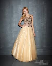 Champagne Ball Gown Evening Dress Sheer Neck Jewelry Tulle Prom Dress Women Party Dress Wedding Vestidos Gowns China Evening Gown And Formal Party Gowns Price Made In China Com