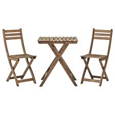 Askholmen Bistro Set Outdoor Gray Brown Stained Gray Ikea Outdoor Folding Chairs Ikea Garden Furniture Folding Chair