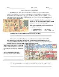 Meiji Restoration Worksheets Teaching Resources Tpt