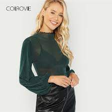 Westbound 3/4 sleeve seam solid cotton blend tee. Color Block Patchwork Lettuce Trim Mesh Sheer Sexy Crop Top Women Short Sleeve Slim Fit T Shirts Summer Casual Shirts Tops Buy At The Price Of 8 60 In Aliexpress Com Imall Com