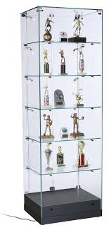 24 Glass Display Case W Led Lights Hinged Door Frameless Ships Assembled Black In 2021 Glass Display Case Glass Showcase Glass Shelves