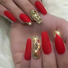 Red clear gold flakes acrylic nail designs red acrylic nails. 55 Gorgeous Red Nail Art Designs For Stylish Women Cute Hostess For Modern Women