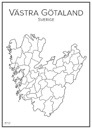 Campingplatser nära västra götaland karta västra götaland kartor över sverige. Pin Pa City Prints
