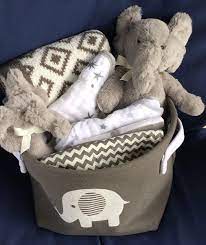 Ellie Elephant Baby Basket Baby Boy Gift Baskets Baby Shower Gift Basket Elephant Baby Gifts