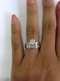 Rings On Hand Bridal Set Br163w Engagement Ring And Ladies Wedding Band Wedding Ring Trio Couple Wedding Rings Womens Wedding Ring Sets