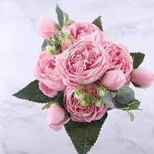 Artificial flower arrangements are becoming very sophisticated in design. 30cm Rose Pink Silk Peony Artificial Flowers Bouquet 5 Big Head And 4 Bud Cheap Fake Flowers For Home Wedding Decoration Indoor Artificial Dried Flowers Aliexpress
