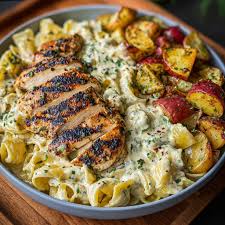 🍗🍝 Ultimate Creamy Pasta with Grilled Chicken & Veggies 🥦🥕 A cozy,  well-balanced dish with juicy chicken, cheesy pasta, and fresh vegetables!  Prep time: 20 minutes Cook time: 30 minutes Servings: 4