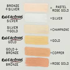 To get a really gold finish, i buy the colored cocoa butter from chef rubber. Evil Cake Genius Metallic Powder Mixing Guide 3 Colors Make 6 Super Useful Colors For Wedding Cake Season Metallic Cake Frosting Colors Gold Food Coloring