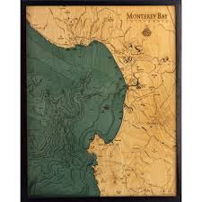 Monterey Bay Bathymetric Wood Chart