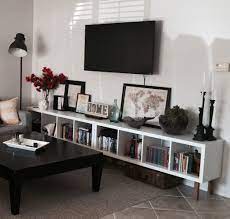 Ikea Hack Kallax On Side Added Wood Legs Bought At Lowes Super Easy Easy Home Decor Home Decor Home