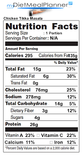 Chicken Tikka Masala Nutrition Facts Label Nutrition Facts Milk Nutrition Facts