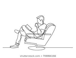One Line Drawing Of Man Sitting And Reading Desenhos De Linha Desenhos De Homens Vetores