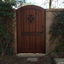 Custom Wood Gate With San Juan Grill And Speakeasy Door By Garden Passages Wooden Gates Driveway Wooden Side Gates Wood Gate
