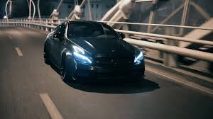 Moving Rolling Shot Of A Black Custom Mercedes C63 Amg On A City Street At Night Stock Footage Ad Black Custom Mer Mercedes C63 Amg Custom Mercedes Mercedes