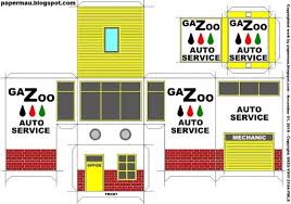 Gazoo Gas Station Paper Model By Papermau Download Now Paper Models Gas Station Sheet Of Paper