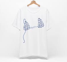 Bikini Top T-Shirt, Nautical Surf Print with Customizable Text White / L