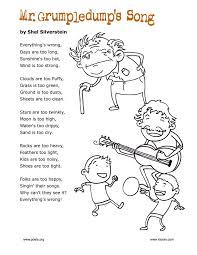 Mr Grumpledump S Song By Shel Silverstein This Reminds Me Of A Few People At My Job Preschool Poems Poetry For Kids Kids Poems