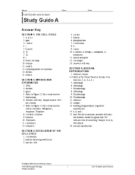 First to identify cells and name them. Cell Growth And Reproduction Answer Key Cell Reproduction