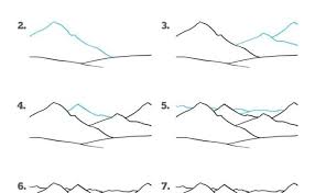 Mountain Landscape Drawing Easy Black And White Black And White Ink Drawing And Color