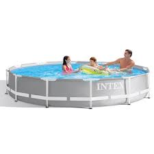 Intex Prism 12 Ft X 30 In D Round Above Ground Hybrid Metal Frame Pool Set Gray Best Above Ground Pool Intex Above Ground Swimming Pools
