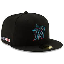 Men S Miami Marlins New Era Black Mlb 150th Anniversary Authentic Collection 59fifty Fitted Hat Fitted Hats Mlb Uniforms Hats For Men