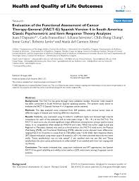 Cancer is the uncontrolled development of cells. Pdf Evaluation Of The Functional Assessment Of Cancer Therapy General Fact G Spanish Version 4 In South America Classic Psychometric And Item Response Theory Analyses