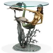 Mermaid And Sea Turtles End Table 33708 Mermaid Home Decor Mermaid Decor Beach Style Furniture