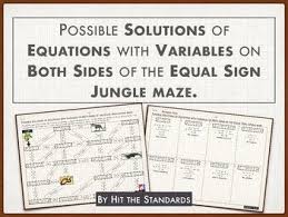 Number Of Solutions Of Equations W Variables On Both Sides Jungle Maze Equations Math Curriculum 8th Grade Math Worksheets