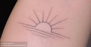 They were able to design me an. Fine Line Sunset Tattoo On The Inner Forearm