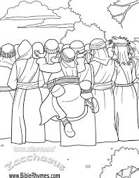 Zacchaeus Jumps To See Jesus Biblerhymes Zacchaeus Bible Coloring Pages Bible Lessons For Kids